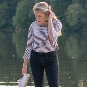 Anthropologie Stripe Top w/ Bell Sleeves